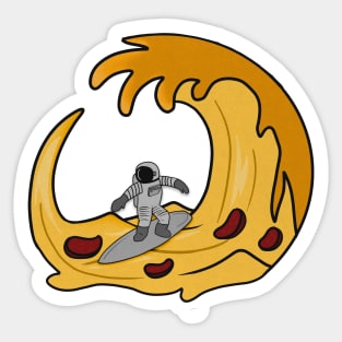Funny Pizza Lover, Astronaut Surfing Sticker